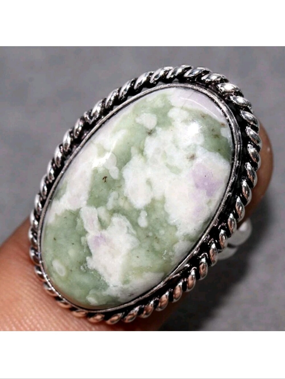 Peace Jade Gemstone Jewelry 925 Sterling Silver Handmade Ring